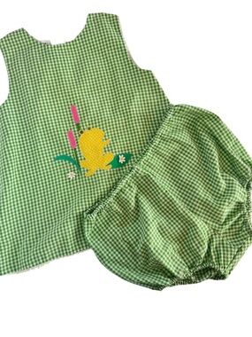 70’s Vintage Sylvie Whyte Green and White Gingham Set